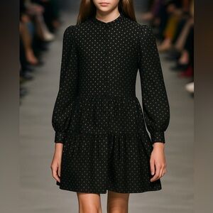 Bonpoint couture Black Dress with Gold Polka Dots